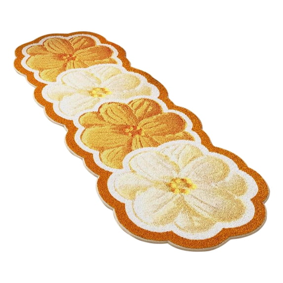 Non-Slip Flower Print Area Rug - Bedroom Living Room Carpet with TPE Backing, Washable Coffee Table Rug for Bedside/Window Floor Covering(47.2x19.6in)