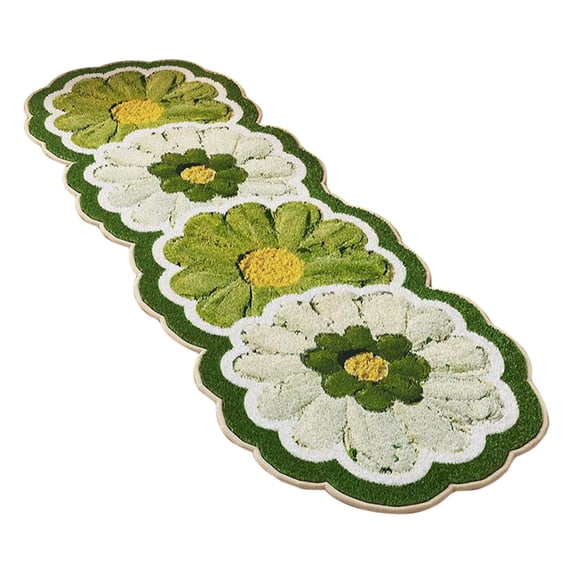 Non-Slip Flower Print Area Rug - Bedroom Living Room Carpet with TPE Backing, Washable Coffee Table Rug for Bedside/Window Floor Covering(47.2x19.6in)