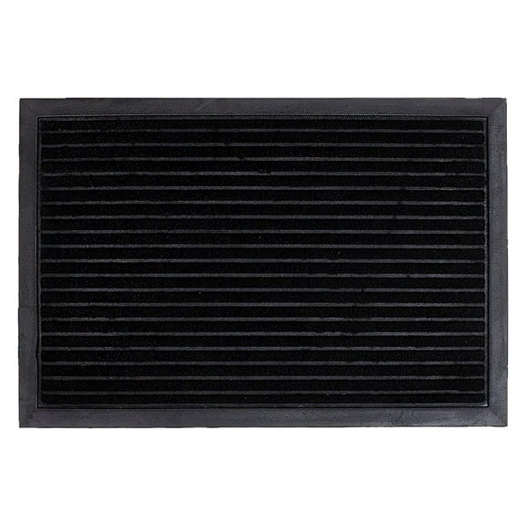Non-Slip Front Door Mat Heavy Duty Welcome Doormat Indoor Outdoor Entryway Rubber Rug Low Profile Entry Mats for Patio Entrance Doorstep Garage High Traffic Area Shoes Scraper (Black)