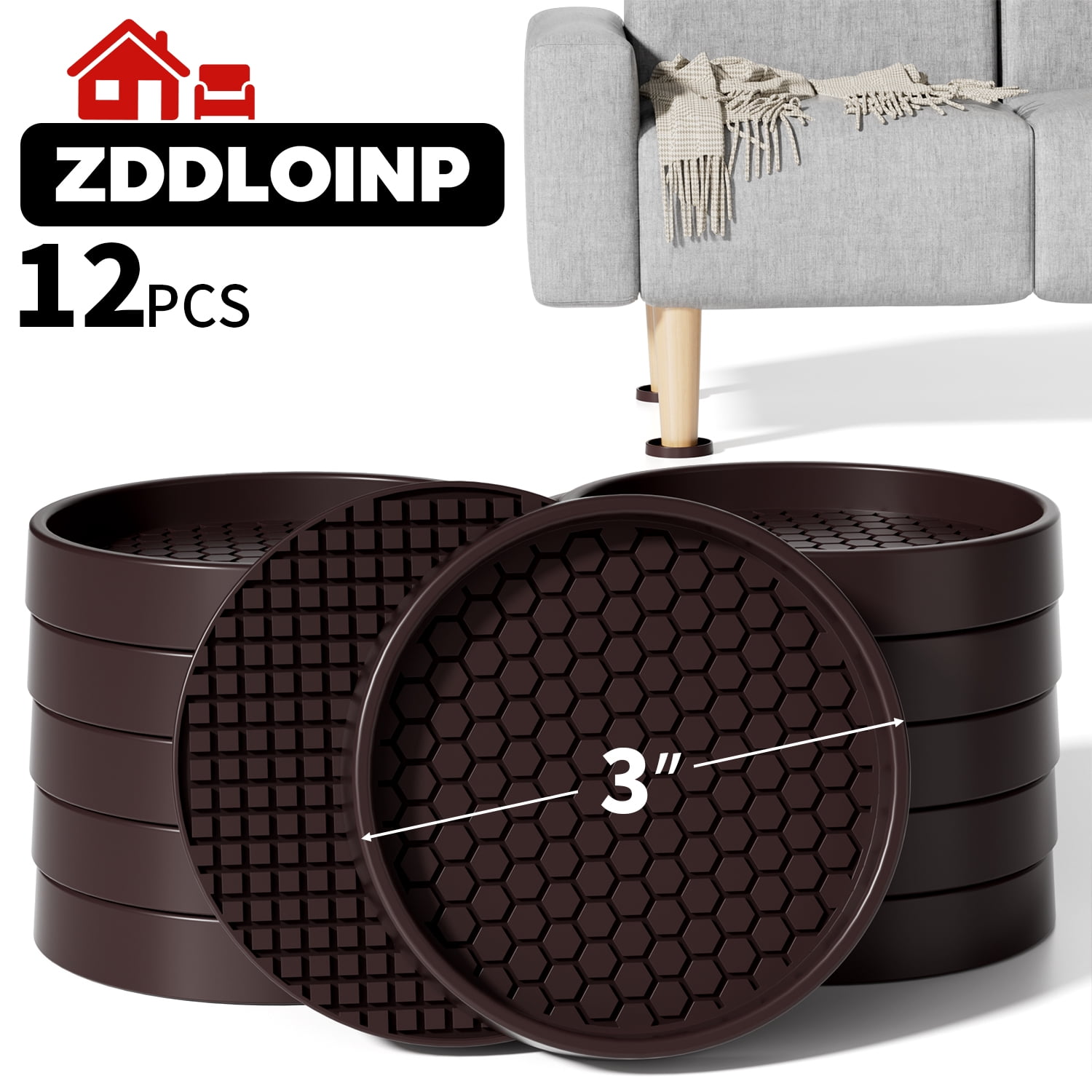Non Slip Furniture Pads - 2x2 Anti Skid Caster Cups, 4PCS Square Furniture Coasters For Hardwood Floors, Anti Slide Furniture Cup Bed Floor Protectors, Furniture Stoppers To Prevent Sliding(Brown) - Walmart - View #7