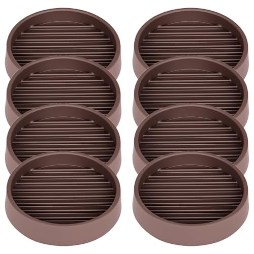 Non Slip Furniture Pads,2.5” Round Rubber Caster Cups,8 Pcs Furniture Coasters,Anti-Slip Gripper,Anti Slide Furnitures Feet Floor Protectors for Bed Couch Stoppers - Brown