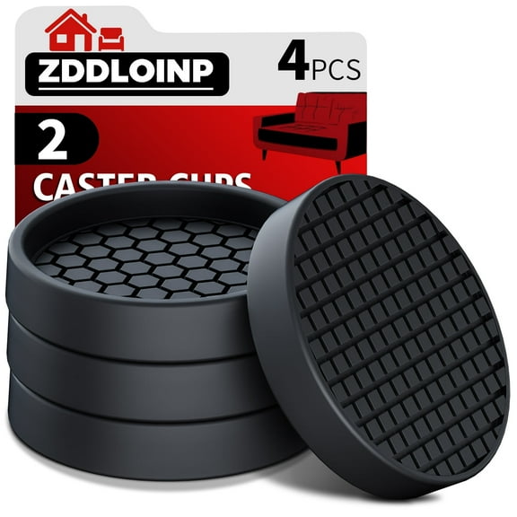 Non Slip Furniture Pads - 2" Anti Skid Caster Cups,4PCS Round Furniture Coasters for Hardwood Floors,Anti Slide Furniture Cup Bed Couch Floor Protectors,Furniture Stoppers to Prevent Sliding(Black)