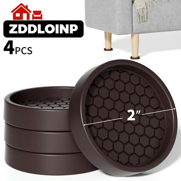 Non Slip Furniture Pads - 2" Anti Skid Caster Cups,4PCS Round Furniture Coasters for Hardwood Floors,Anti Slide Furniture Cup Bed Couch Floor Protectors,Furniture Stoppers to Prevent Sliding(Brown)