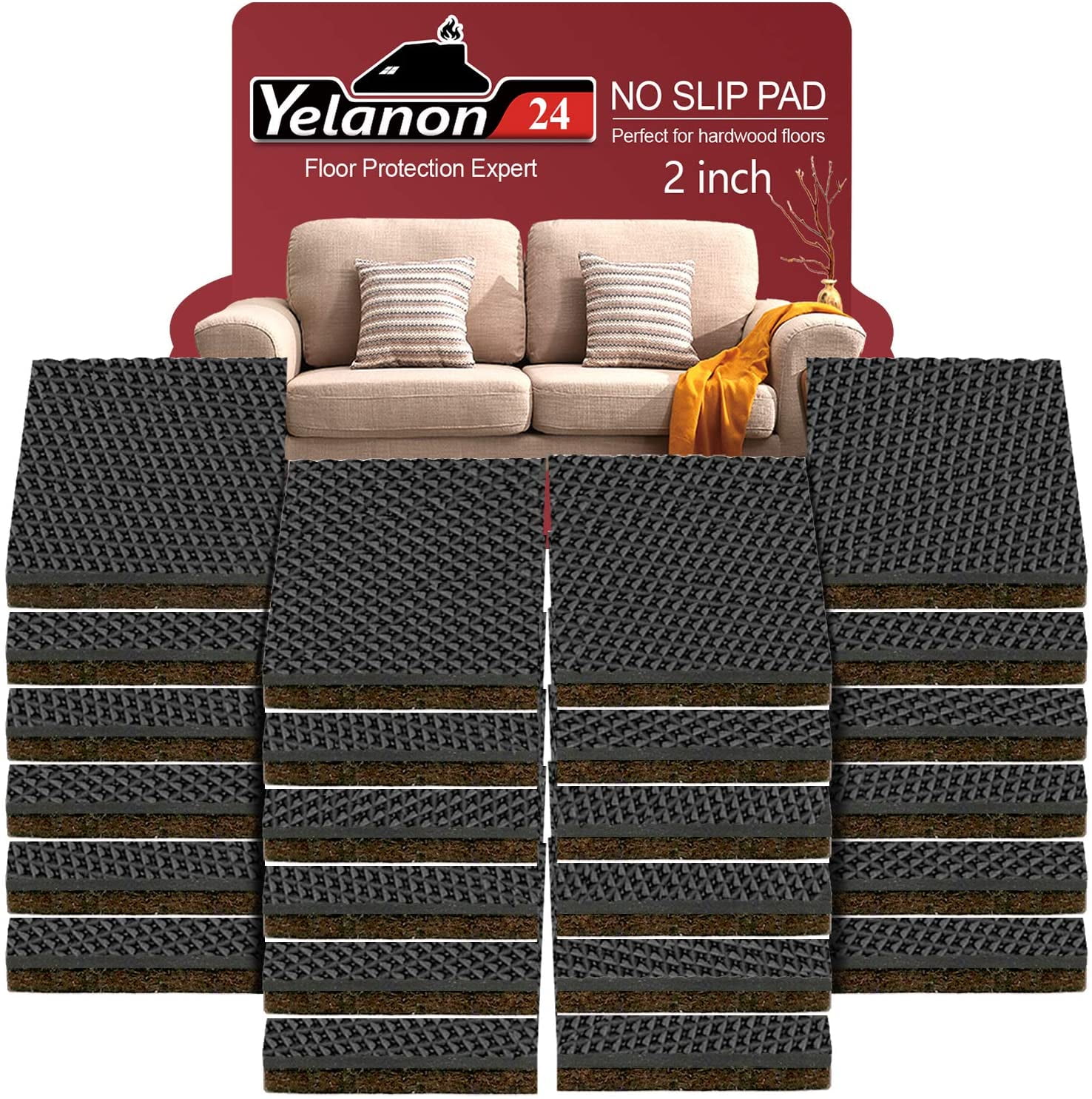 Non Slip Furniture Pads 24 pcs 2’’ Furniture Grippers Hardwood Floors