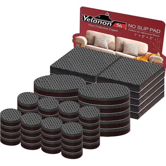 Non Slip Furniture Pads -56 pcs1+2 Furniture Grippers, Non Skid Furniture Legs,Self Adhesive Rubber Furniture Feet, Anti Slide Furniture Hardwood Floor Protector for Keep Couch Stoppers