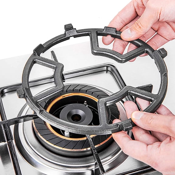 Non Slip Gas Ring Reducer, Burner Grate for Butter Warmer/Small Saucepan, Cast Iron Wok Support Ring- Compatible with Most Gas Stove Ran Cooktop, 7 Inch, Black