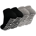 thumbnail image 1 of Non Slip Grip Socks, PUTUO Cotton Yoga Pilates Hospital Fitness Sports Socks for Women and Men with Grips, 4 Pairs, Size 13-15, 1 of 7