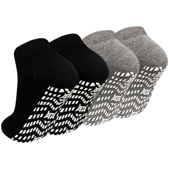 Non Slip Grip Socks, PUTUO Cotton Yoga Pilates Hospital Fitness Sports Socks for Women and Men with Grips, 4 Pairs, Size 13-15