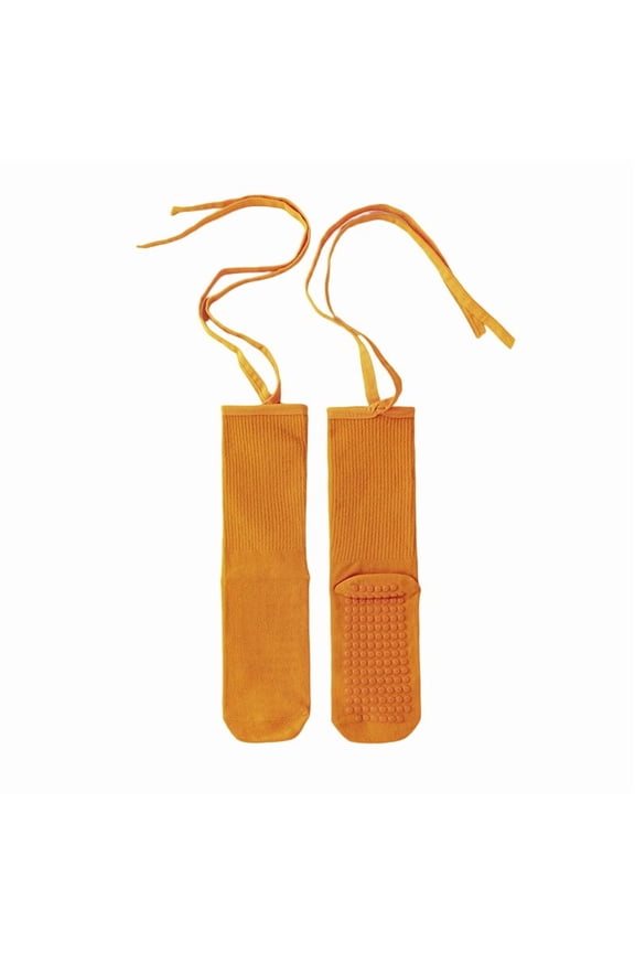 Non-Slip Grip Yoga Socks Strappy Mid-Calf Design Colorful Breathable Socks for Pilates Barre Dance Fitness Workout and Studio Exercise