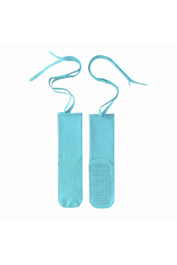 Non-Slip Grip Yoga Socks Strappy Mid-Calf Design Colorful Breathable Socks for Pilates Barre Dance Fitness Workout and Studio Exercise