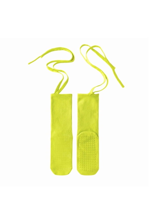 Non-Slip Grip Yoga Socks Strappy Mid-Calf Design Colorful Breathable Socks for Pilates Barre Dance Fitness Workout and Studio Exercise