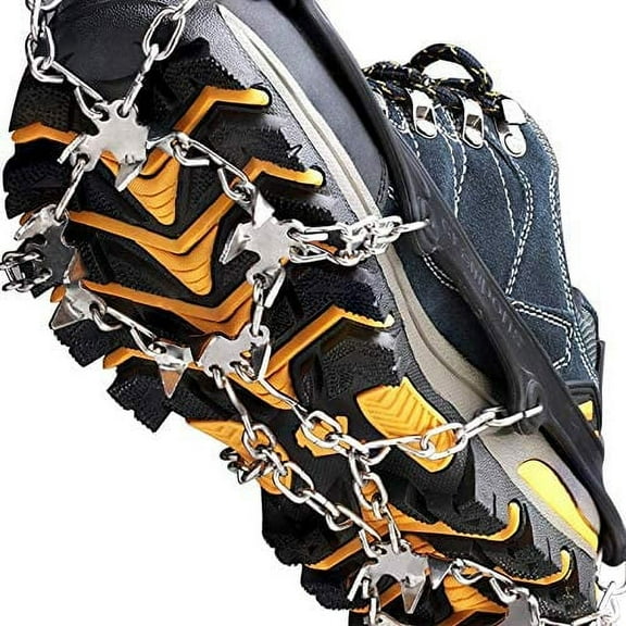 Non Slip Gripper Spike, 19 Teeth Claws Micro Spikes Footwear Ice Traction System Crampons Non-Slip Safe Non-Slip Shoe Cover Climbing Accessories Outdoor (Color : 19tooth Black M)