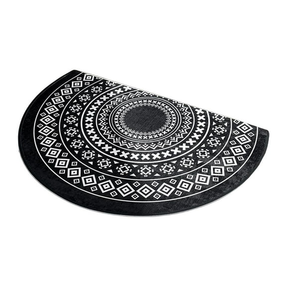 Non Slip Half Circle Door Mats,Quick Drying Bathroom Rugs,Half Round Indoor Entrance Door Mat for Kitchen Dining Room Laundry Room Black 60x90cm
