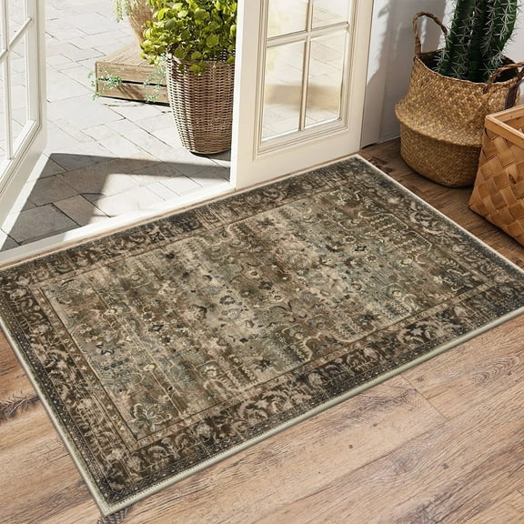 Non Slip Hallway Runner Rug 2x3 Washable Kitchen Rugs Boho Floor Rug with Rubber Backing Non Shedding Soft Carpet Runners for Bedroom Entryway Laundry Bathroom
