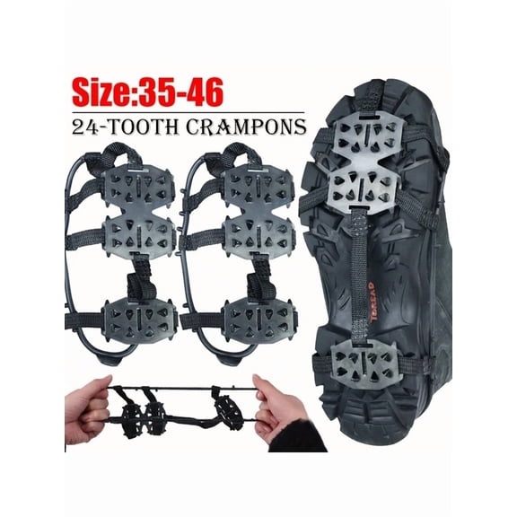 Non-Slip Ice Claw 24 Teeth-Snow Shoe Cover, Outdoor Climbing Ice Climbing Anti-Fall Shoe Cover Snow Road Grip Shoes