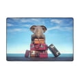 Non Slip Indoor Outdoor RugElephant Sits On A Stack Of Luggages Ocean