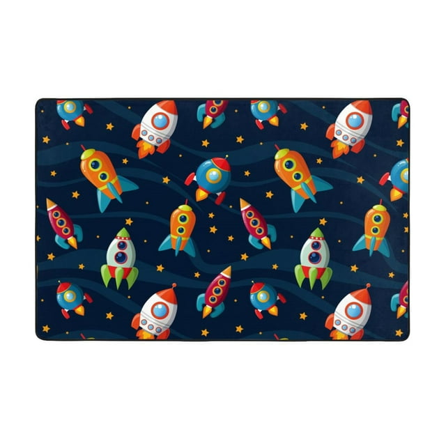Non Slip Indoor Outdoor RugSpaceships And Stars Washable Rugs for