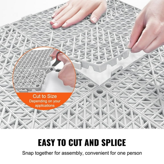 Non-Slip Interlocking Drainage Tiles 12"x12" - 50PCS Gray, PVC Floor Mats for Wet Areas & Pool