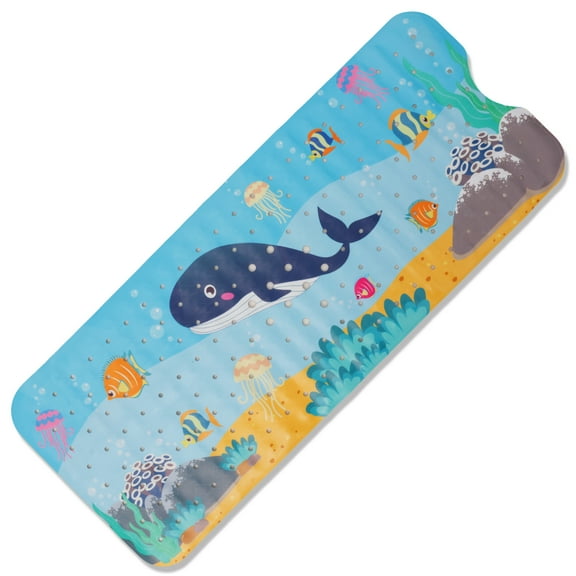 Non Slip Kid Bath with Suction Cup Mat Quick Draining Baby Shower Mat Cute Cartoon Bath Rug Children for Baby Child Bathroom