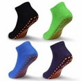 thumbnail image 1 of Non Slip Kids Trampoline Socks, Anti-Skid Sticky Grips Indoor Breathable Socks 4 Pairs for Children Teenagers, 1 of 5