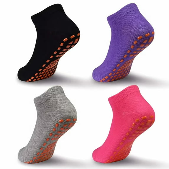 Non Slip Kids Trampoline Socks, Anti-Skid Sticky Grips Indoor Breathable Socks 4 Pairs for Children Teenagers