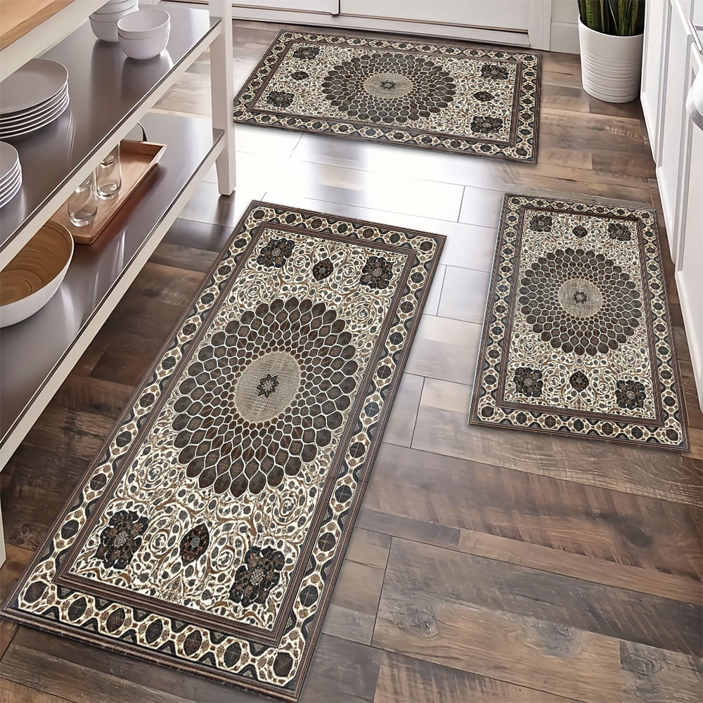 Non Slip Kitchen Rugs Sets of 3 Washable Kitchen Mats for Floor ...