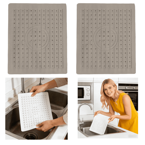 Non-Slip Kitchen Sink Mat, 2 Pack Sink Protector for Bottom of Sink, Fast Draining Sink Mat for Kitchen Sink, Sink Liner for Double Sink & Stainless Steel Sinks