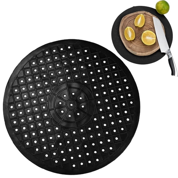 Non-Slip Kitchen Sink Mat – Food Grade Rubber Drain Protector Mat For Countertop And Dishwasher Protection(Round Drain Mat, White, 30Cm)