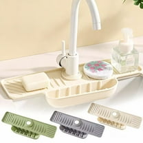 Non-Slip Kitchen Sink Pad with Storage Pocket | Water Absorbing Faucet Mat | Bathroom Counter Protector | Sponge & Brush Holder | Easy Clean Drainage Mat