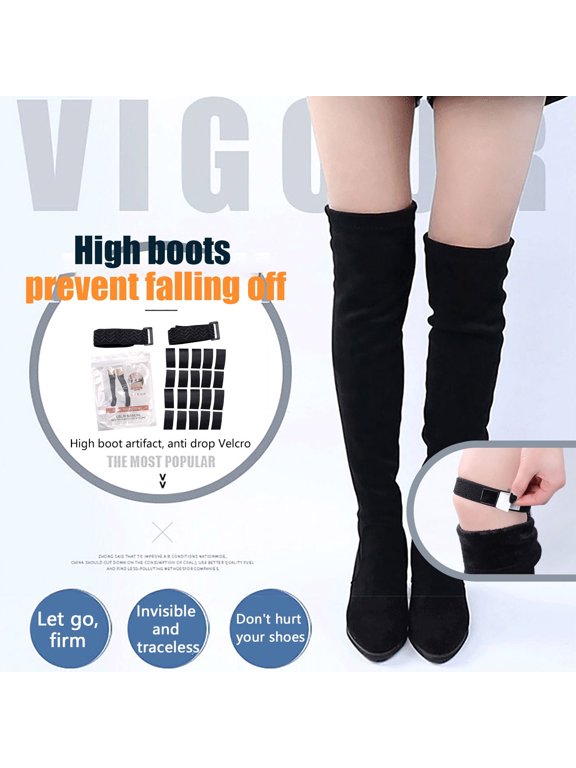 Non-Slip Knee-High Sock Straps | Adjustable Elastic Bands with Non-Scratch Coating | Secure Hold for Thigh-Highs | 25x400mm | Fastening | 2 Straps + 20 Films