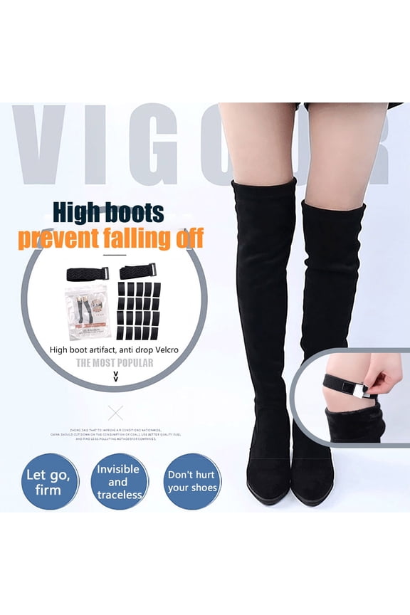 Non-Slip Knee-High Sock Straps | Adjustable Elastic Bands with Non-Scratch Coating | Secure Hold for Thigh-Highs | 25x400mm | Fastening | 2 Straps + 20 Films