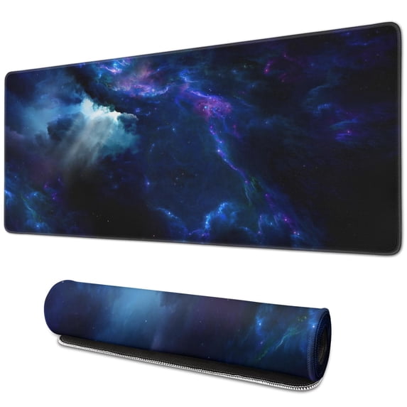 Non-Slip Large Gaming Mouse Pad (31.5x11.8 inch) - Desk & Keyboard Friendly: Stitched Edges, Captivating Colorful Galaxy Print