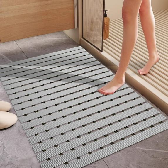 Non Slip Large Shower Mat(35.4"*23.6"),Extra Large Shower Mats for Inside Shower, Non Slip Shower Mat for Elderly,Non Suction Cups Heavy Duty Bathtub Mat,Rubber
