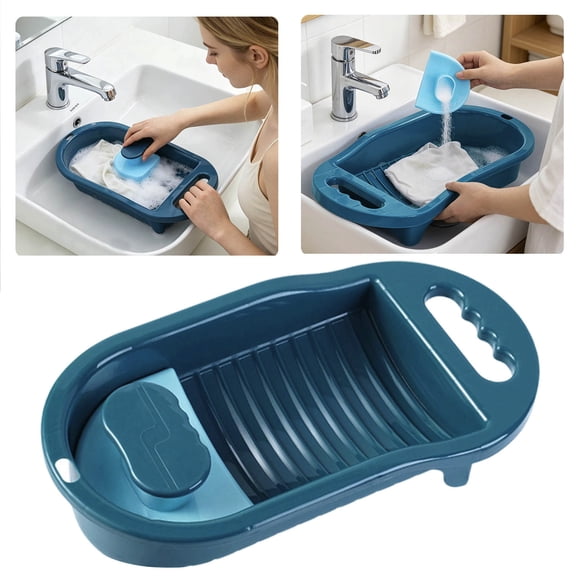 Non Slip Laundry Washing Board Cute Hand Washboard Manual Wash Clothes Laundry Pad For Household(Blue-35X17.5Cm)