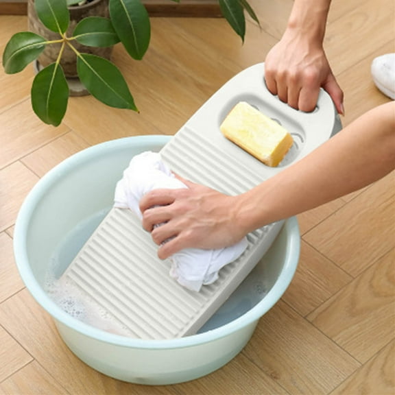 Non-Slip Laundry Washing Board, Household Washboard,Plastic ThickenedHand Wash Board with Soap Holder Design, Manual Wash Clothes Laundry Pad Scrubbing Board for Household(17.7x8.07inches)