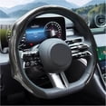 thumbnail image 1 of Non-Slip Leather Carbon Fiber Steering Wheel Cover, 14.5-15 Inches Universal Fit for Cars & Trucks, Breathable Auto Interior Protective Accessory, 1 of 7