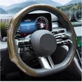 thumbnail image 1 of Non-Slip Leather Carbon Fiber Steering Wheel Cover, 14.5-15 Inches Universal Fit for Cars & Trucks, Breathable Auto Interior Protective Accessory, 1 of 12