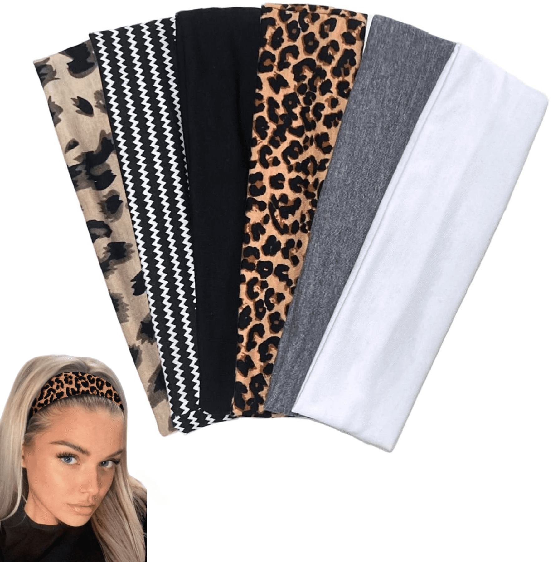 Non Slip Leopard Print Headbands for Women Short Hair 