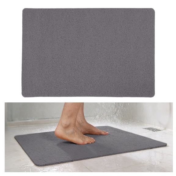 Non Slip Loofah Bath Mat 35.4" x 23.6", PVC Shower Mat with Drain Holes, Soft Massage Bathroom Rug for Tub, Pool, Kitchen & Wet Areas, Gray