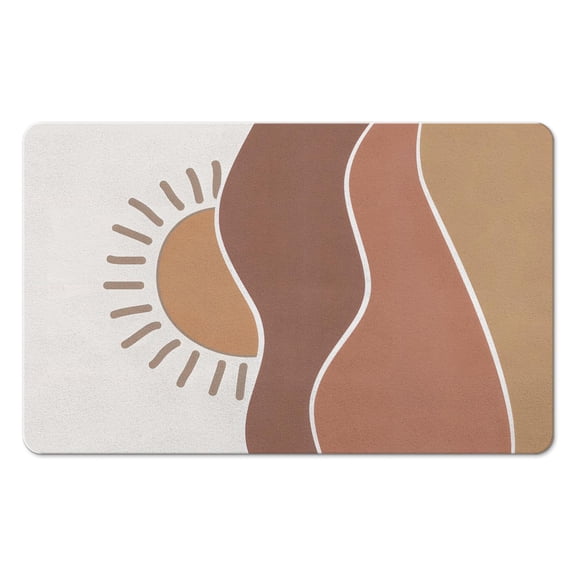 Non-Slip & Machine Washable Bath Rug: Vintage Sun Print, Soft, Cute Small Bathroom Mat, 20x32 inch