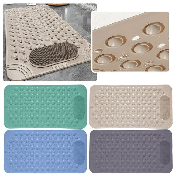 A Non-Slip Mat Foot Scrubber Shower Mat With Pumice Feet Scrub Stone Bathtub Mat With Antislip Suction Cups and Drain Holes Non Slip Bath Mat With A Pumice Stone for Feet Massage