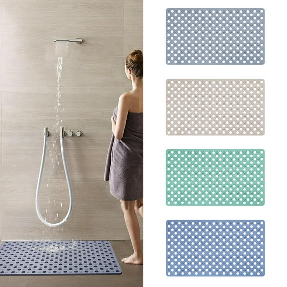 A Non-Slip Mat Square Shower Mat Extra Large Non Slip Mat for Elderly & Kids Bathroom Drain Holes Strong Suction Cups Machine Washable Bathroom Products