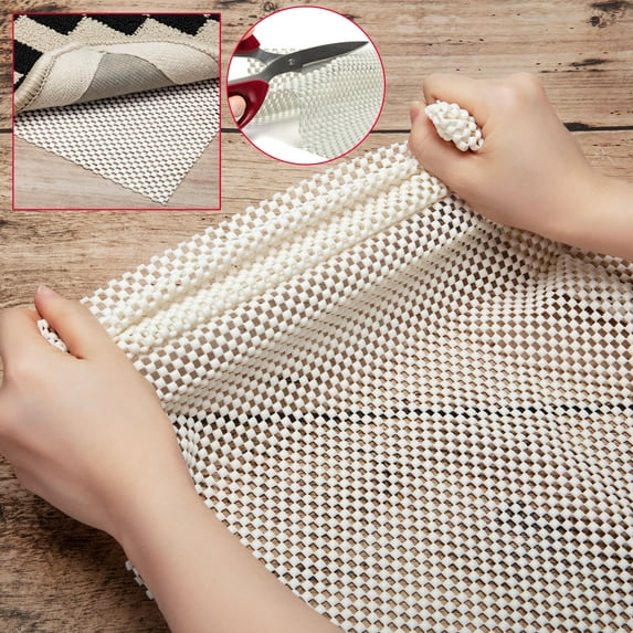 Non-Slip Mat for Area Rugs, Extra Strong Grip Carpet Pad, Rug Gripper for Hardwood Floors, Creamy, Fits up to 2' x 3', 5' x 7', 2' x10', 3' x 5'