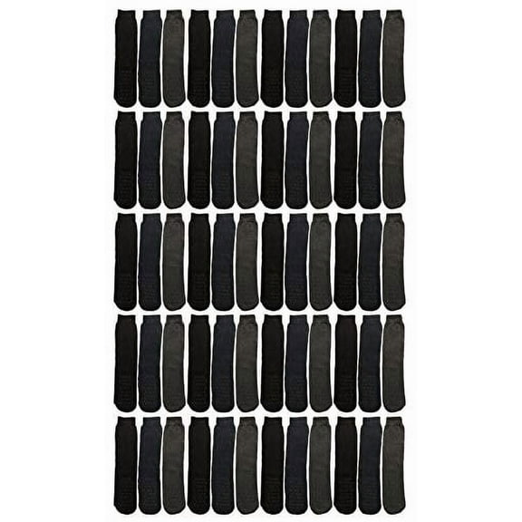 Yacht & Smith Wholesale Bulk Winter Thermal Hospital Socks, Gripper Non-Slip Bottom (Mens/Assorted, 60)