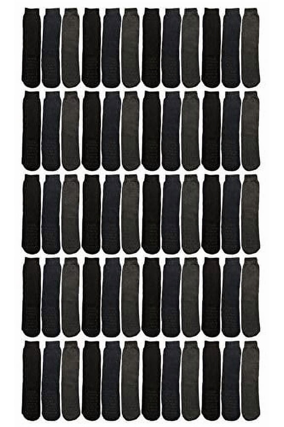Wholesale Bulk Winter Thermal Hospital Socks, Gripper Non-Slip Bottom (Mens/Assorted, 60)