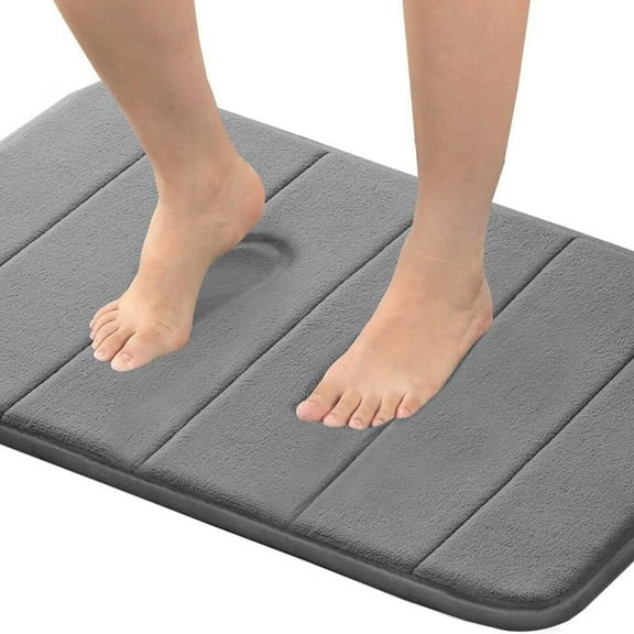 Non Slip Memory Foam Bath Mat Rug Fast Drying Soft Bathroom Shower Mats Rugs,24x17 Inches,Grey