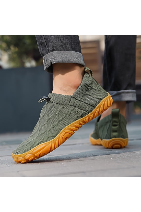 Non Slip Men's Solid Slip On Casual Shoes With Elastic Strap, Durable Outdoor Workout Jogging Sneakers