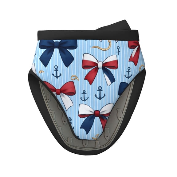 Non-Slip Mini Oven Mitts With Duck Beak Design Are Easy To Take Off And Wear And Easy To Hang For Oven Pot Tripod Barbecue Casserole Nautical Theme Ribbon Bow Pattern 1 Pc