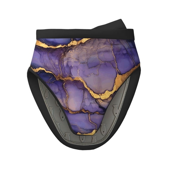 Non-Slip Mini Oven Mitts With Duck Beak Design Are Easy To Take Off And Wear And Easy To Hang For Oven Pot Tripod Barbecue Casserole Purple Gold Marble 1 Pc