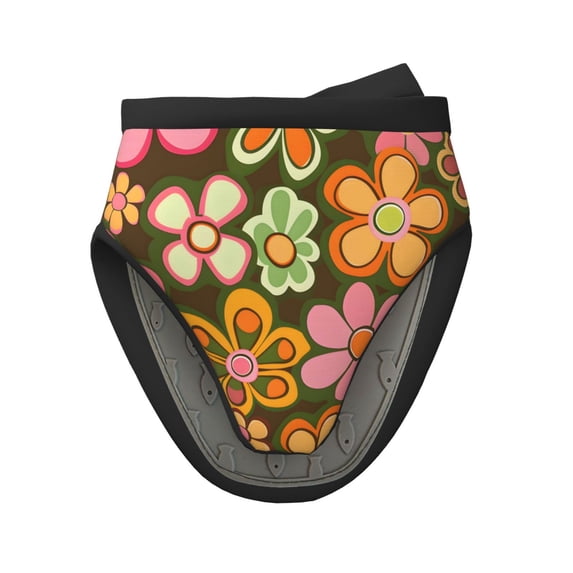 Non-Slip Mini Oven Mitts With Duck Beak Design Are Easy To Take Off And Wear And Easy To Hang For Oven Pot Tripod Barbecue Casserole Retro Groovy Flowers Pattern (2) 1 Pc